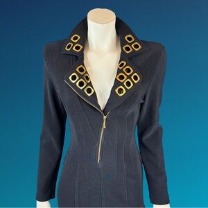 90s Y2K Bodycon GROMET Mini Stretch Dress S XS